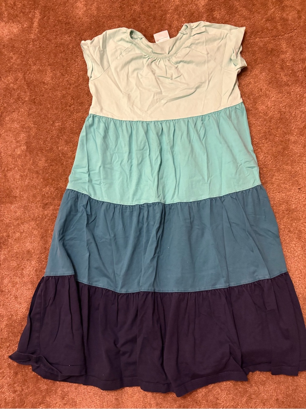 Hanna Andersson Girls' Tiered Dress in Mint, Teal, Blue, Navy
